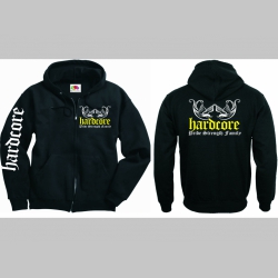 Hardcore - Pride, Strength, Family  hrubá mikina na zips s kapucou stiahnuteľnou šnúrkami